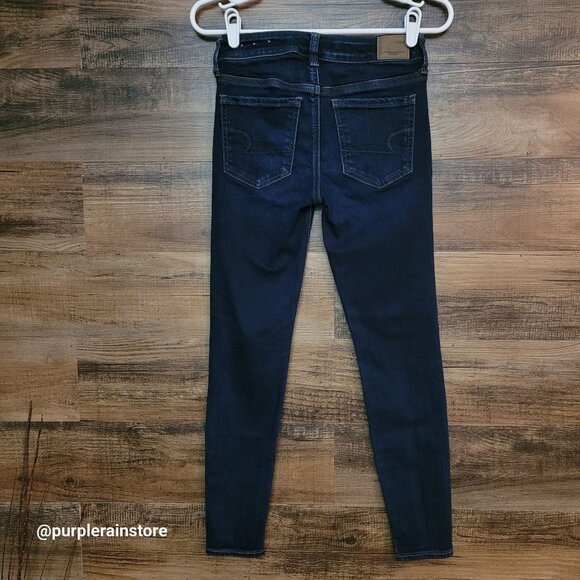 American Eagle Jeans 2 S Jegging Next Level Stretch X Low Rise Dark Wash Denim - Picture 2 of 12